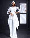 ISIS 3-PIECE OCEAN WAVE KNIT SET WITH LACE SLEEVES - WHITE